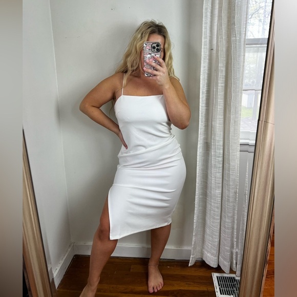 Princess Polly White Midi Dress Open Back 10 - Picture 1 of 11